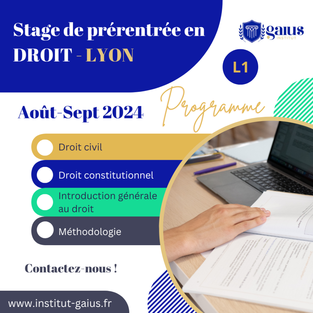 Institut Gaïus lyon Stage de prérentrée en droit Lyon